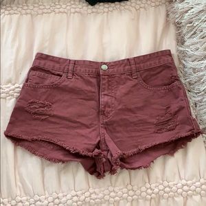 Billabong Maroon High Rise Shorts